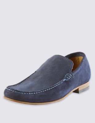 Suede Contrast Stitch Slip-On Loafers